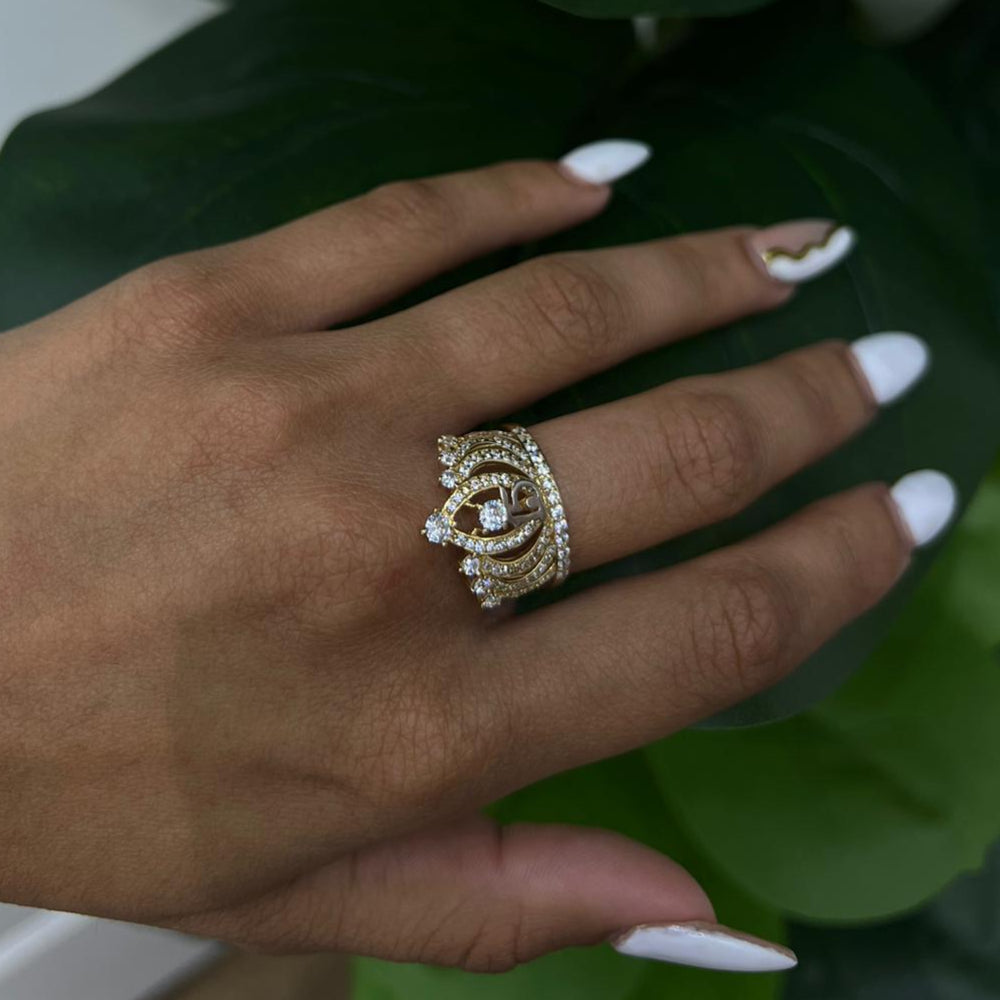0005- NEW 14K Yellow Gold "Quinceañera” Crown Ring (W.G)