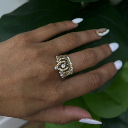 0005- NEW 14K Yellow Gold "Quinceañera” Crown Ring (W.G)
