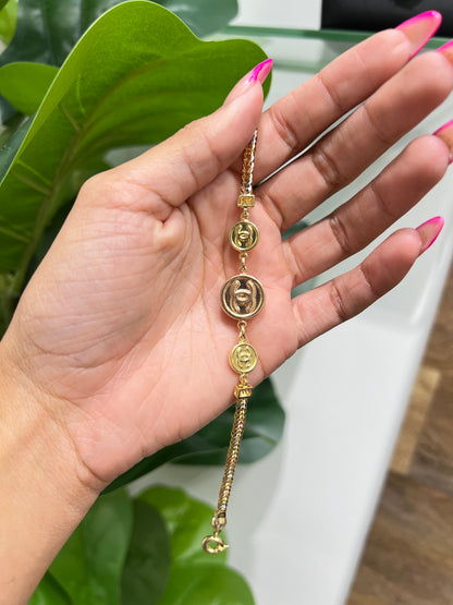 327- NEW 14K Franco Link with Chanel Charm Bracelet W.G