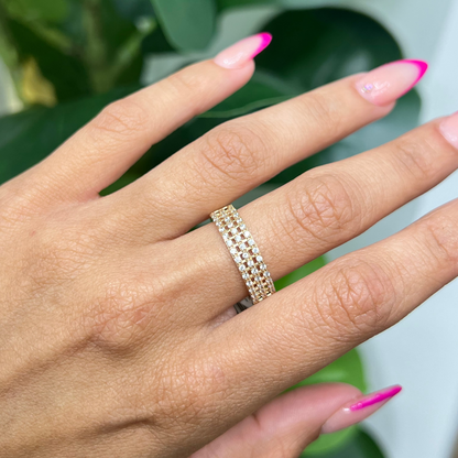 291- NEW 14K Gold Band Zirconia Ring W.G
