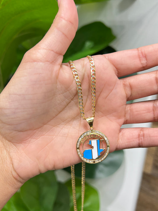 987- NEW 14K Guatemala Flag Pendant (W.G)