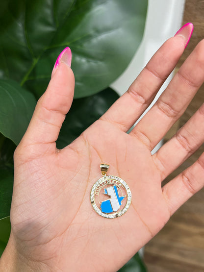 987- NEW 14K Guatemala Flag Pendant (W.G)