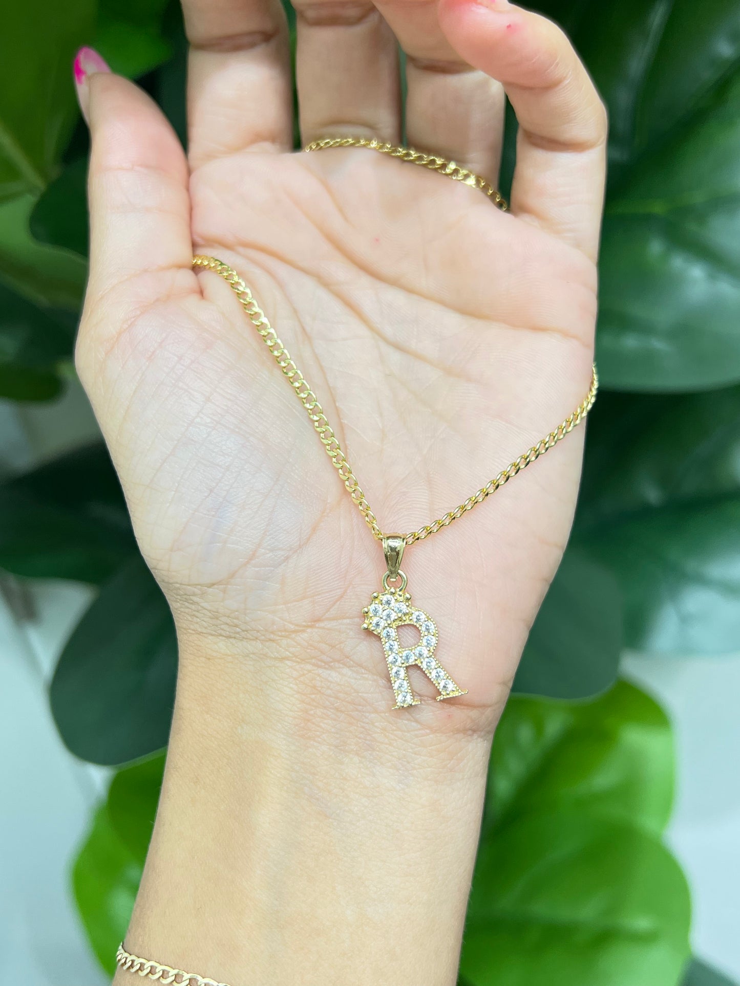 00101- NEW 14K Letter “R” Crown Pendant (W.G)