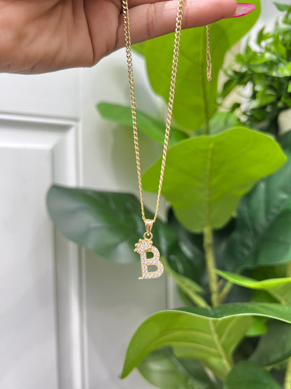 0098- NEW 14K Letter “B” Crown Pendant -W.G