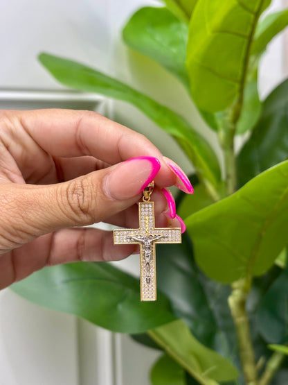1078- NEW 14k Full Cz Crucifix Religious Pendant W.G