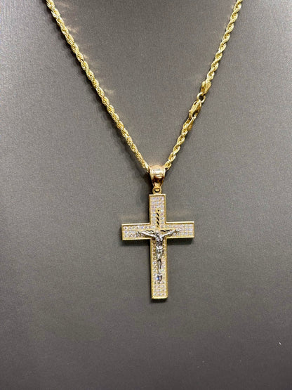 1078- NEW 14k Full Cz Crucifix Religious Pendant W.G
