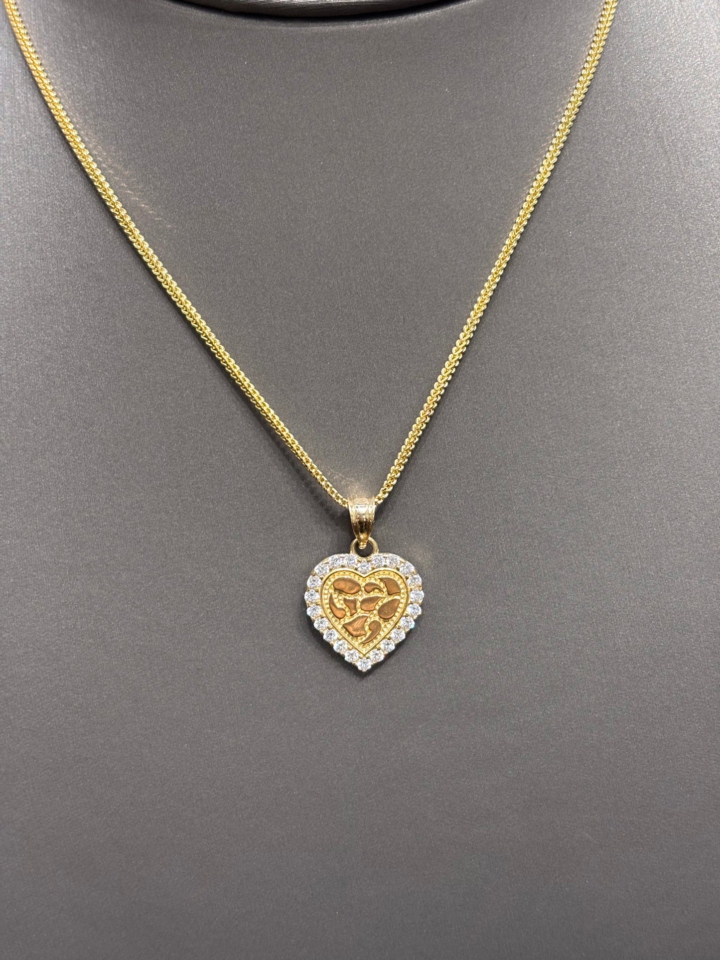 1054-NEW 14K Heart Shape Nugget Pendant W.G