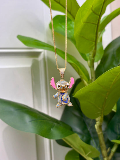 1021- 14K Full Cz Gold Stitch Pendant (W.G)