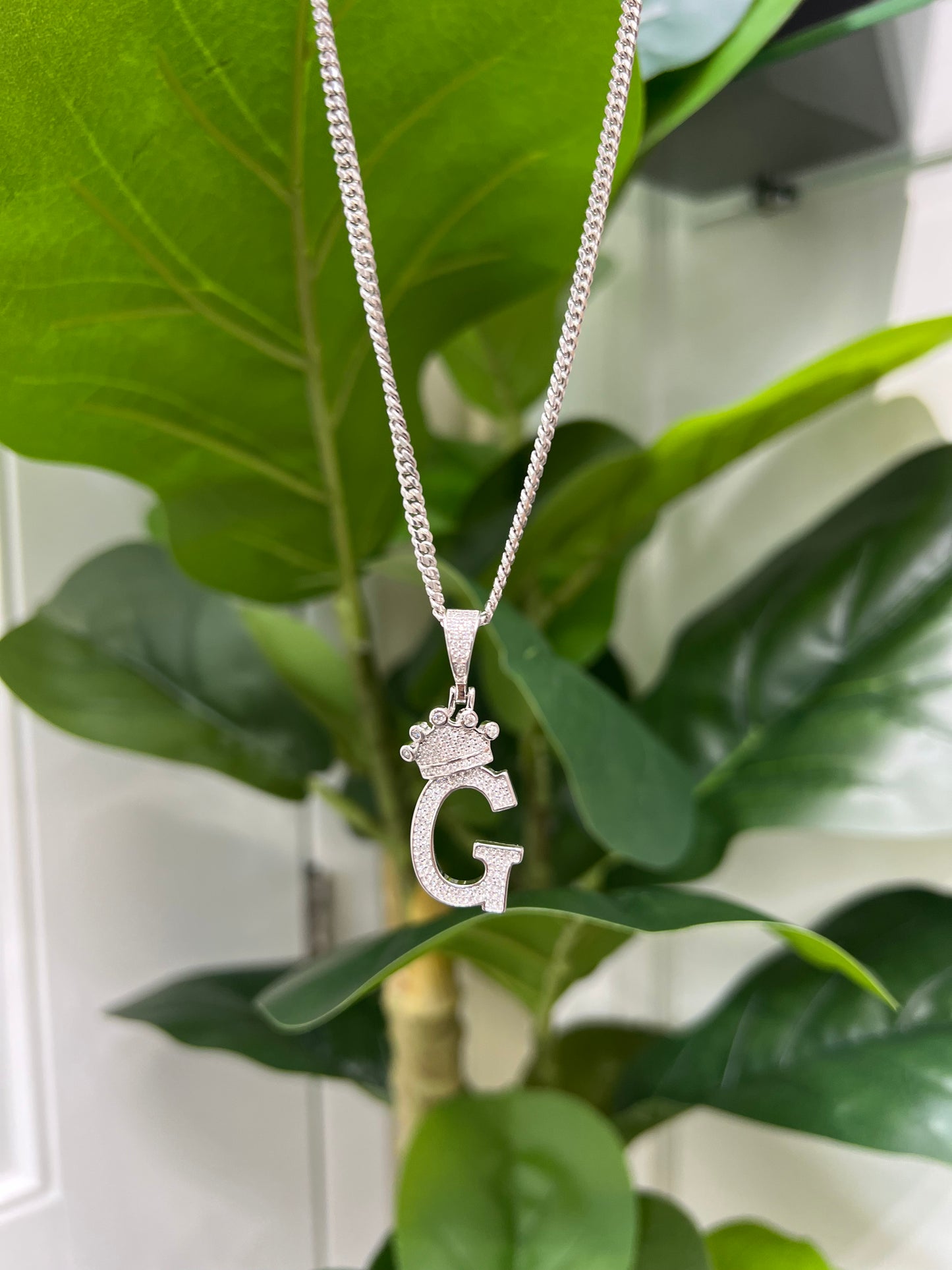 S731- NEW 925 Sterling Silver Crown On Top Letter G Pendant W.G