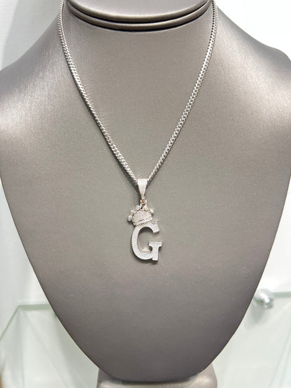 S731- NEW 925 Sterling Silver Crown On Top Letter G Pendant W.G
