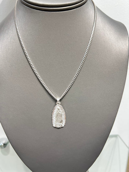 S312- NEW .925 Sterling Silver Our Lady Of Guadalupe Pendant W.G
