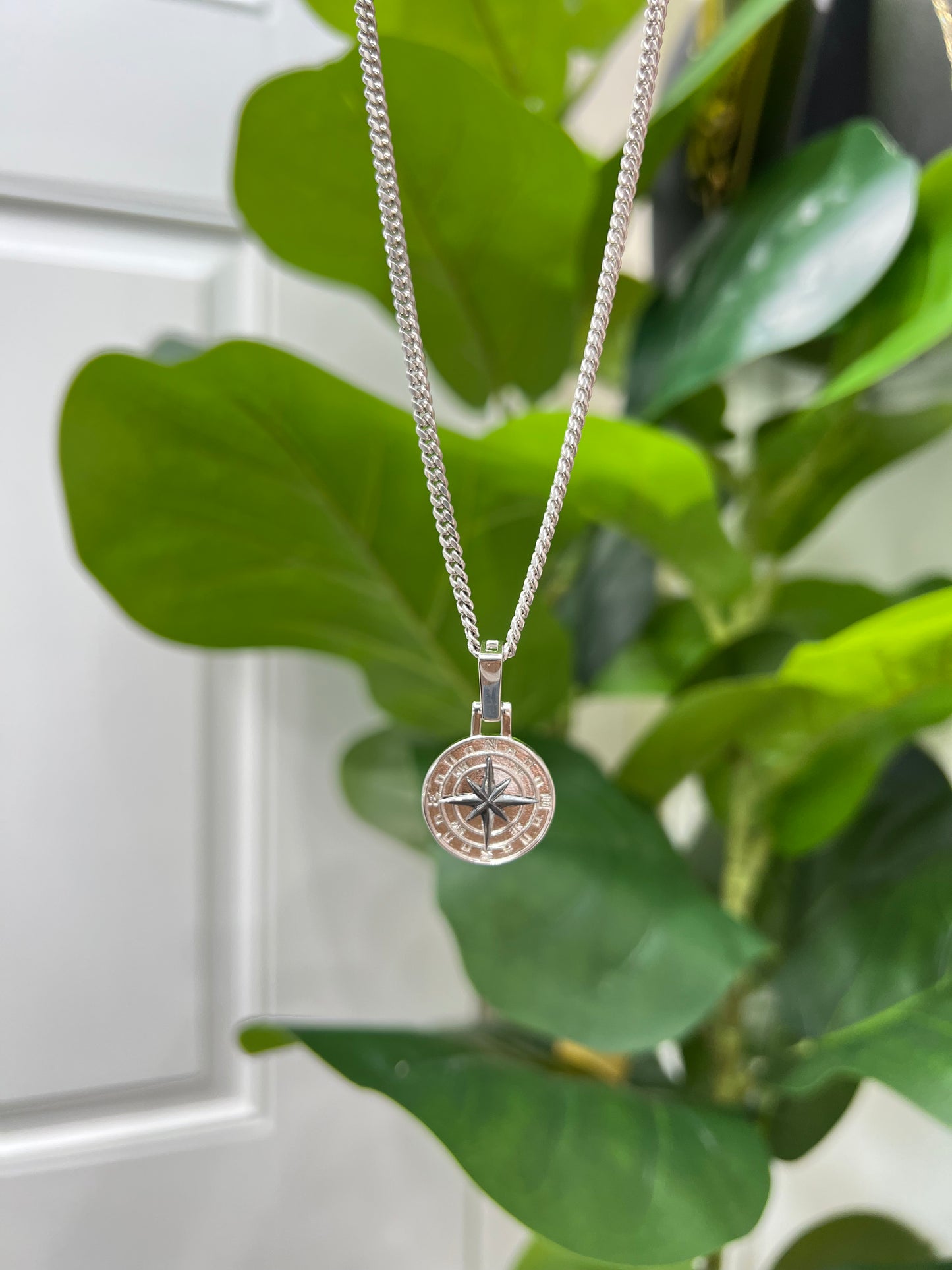 288- NEW .925 Sterling Silver Compass Pendant W.G