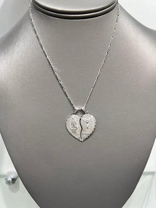 S857- NEW .925 Sterling Silver Two Face Pendant W.G