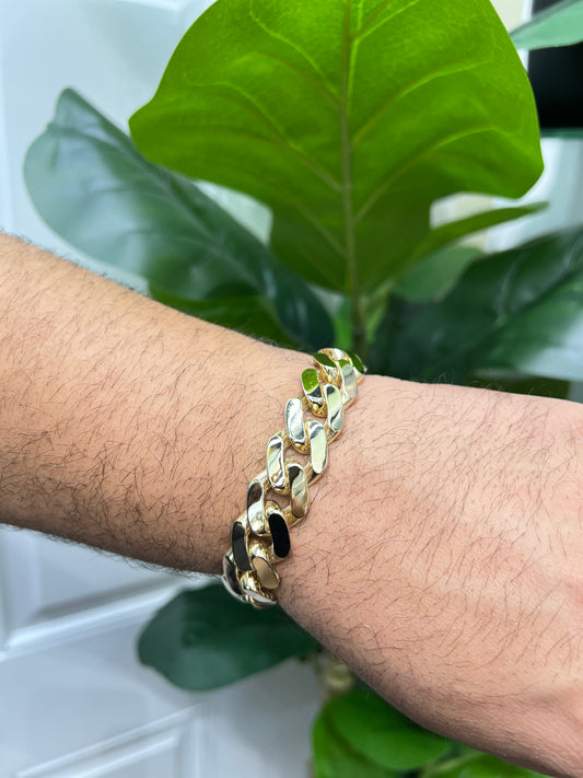 2000- NEW 14K Hollow Cuban Monaci Bracelet (17mm) W.G