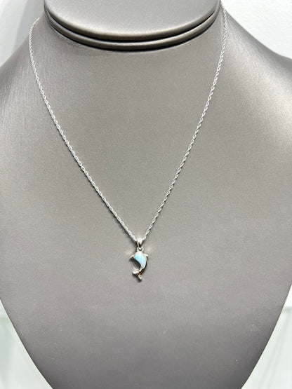 S671- NEW .925 Sterling Silver Small Dolphin Pendant W.G