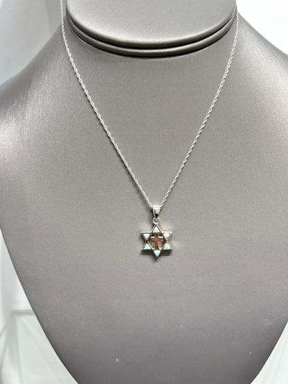 S767- NEW .925 Sterling Silver Star of David Pendant W.G