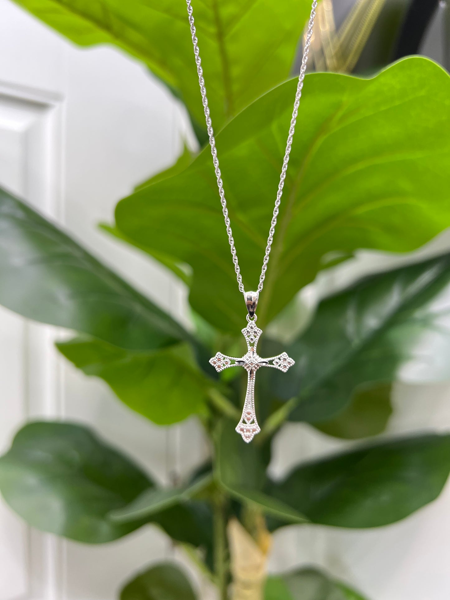 S846- NEW .925 Sterling Silver Cross Pendant W.G