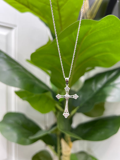 S846- NEW .925 Sterling Silver Cross Pendant W.G