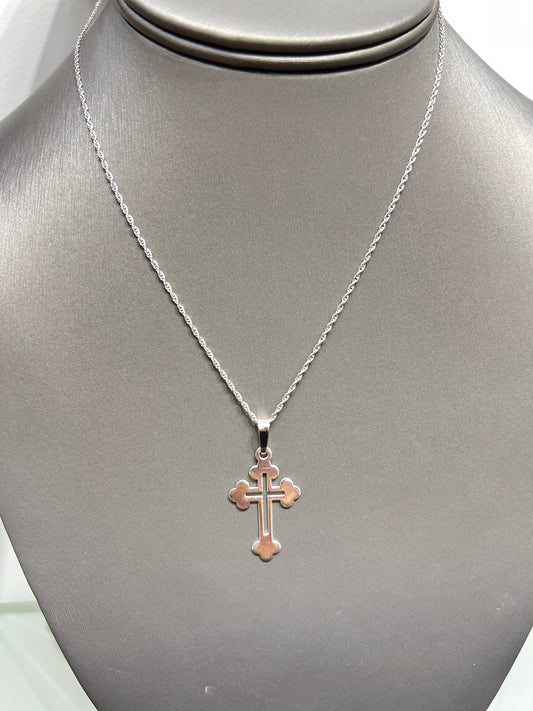 S855- NEW .925 Sterling Silver Fashion Cross Pendant W.G