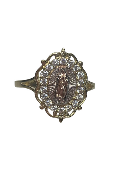 0078- Tri-Tone 14K Gold Our Lady of Guadalupe Ring