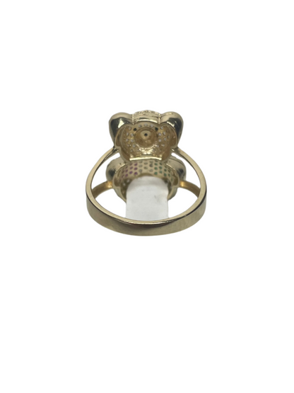 0079- 14K Teddy Bear Ring "Mexican Flag"