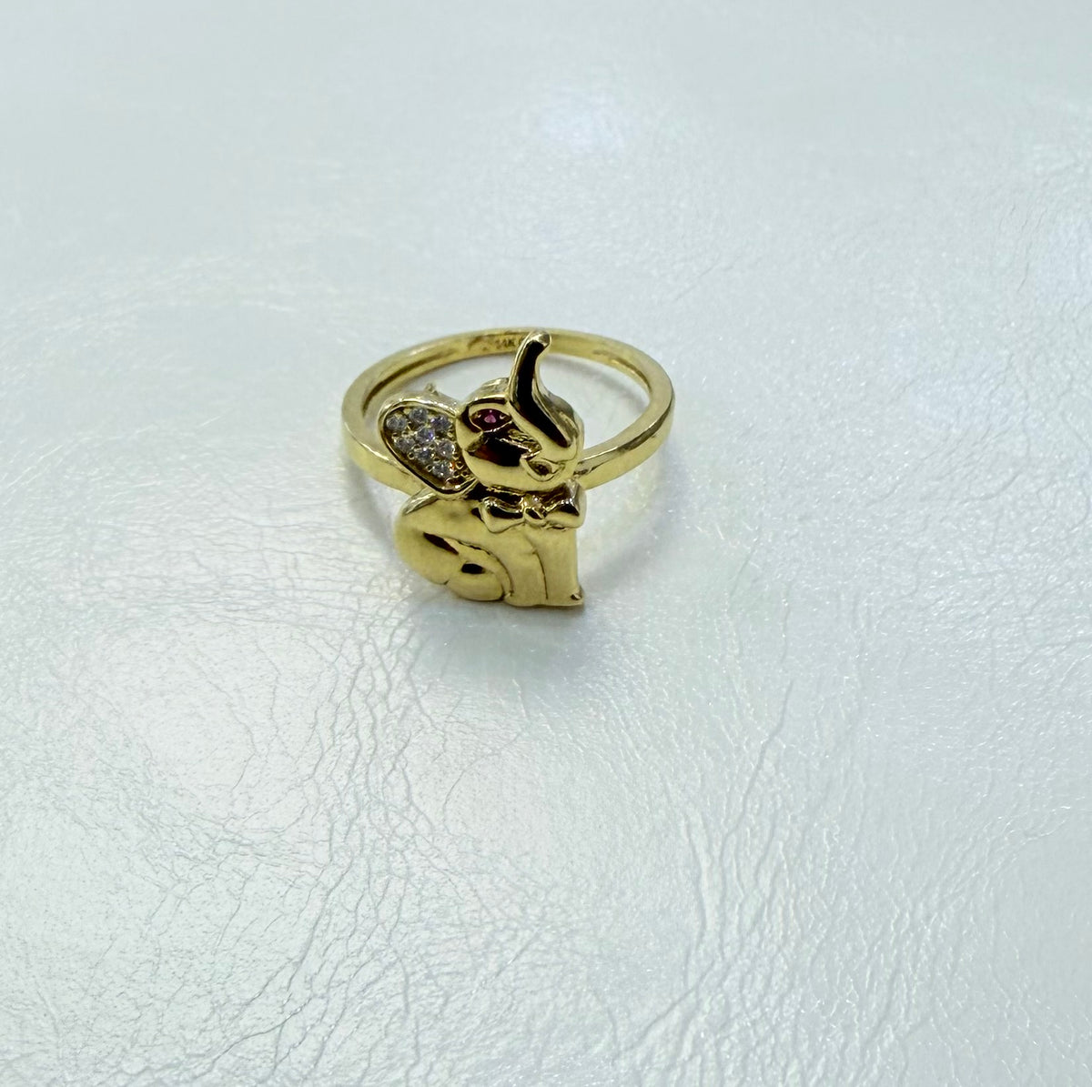 1848- NEW 14K Lucky Elephant Women’s Ring W.G