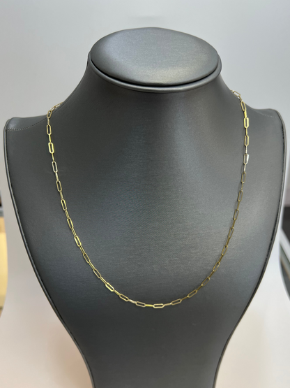 1852- NEW 14K Paper Clip Necklace Chain 20" (2.5mm) W.G