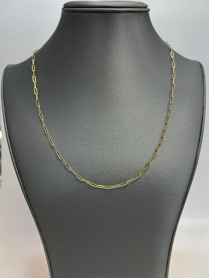 1852- NEW 14K Paper Clip Necklace Chain 20" (2.5mm) W.G