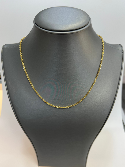 1804-NEW 14K Hollow Rope Chain 18” (2.6mm) W.G