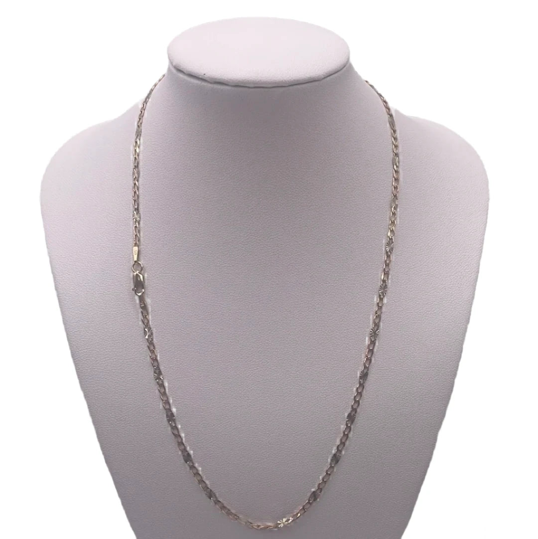 455- 14K Tri Color Gold Figaro Chain 18”