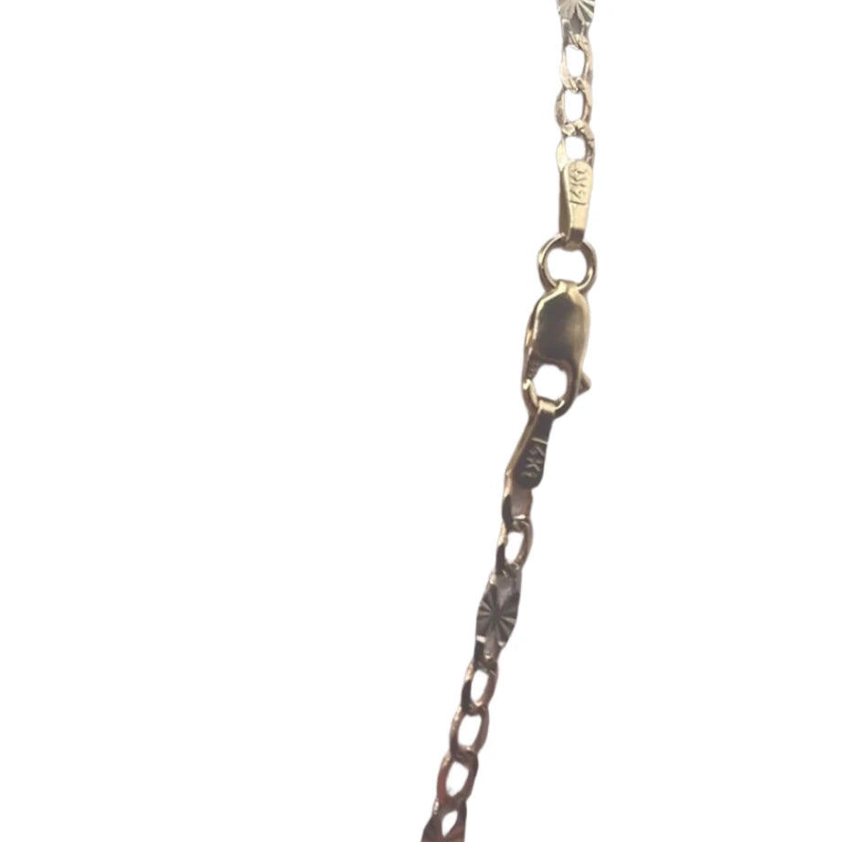 455- 14K Tri Color Gold Figaro Chain 18”