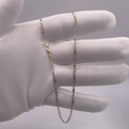 455- 14K Tri Color Gold Figaro Chain 18”