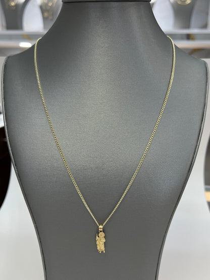 C84- SET 10K Hollow Miami Cuban Chain 22” (2.2mm) & 10K St Jude Pendant W.G