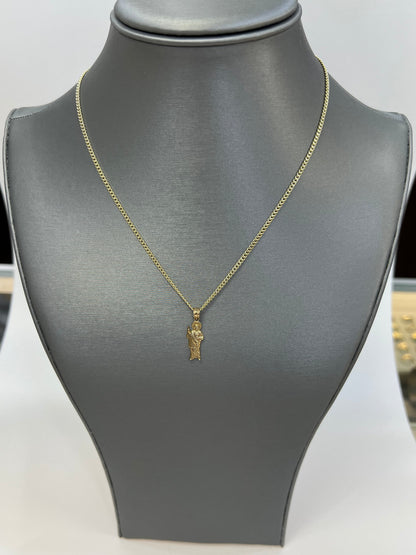 C85- SET 10K Hollow Miami Cuban 16” (2.2mm) & 10K Gold St.Jude Pendant W.G