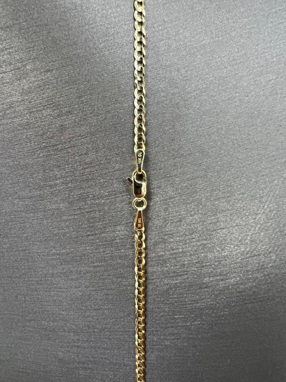 C86- SET 10K Hollow Miami Cuban Curb Chain 18" (2.2) & 10K Diamond Cut Cross W.G