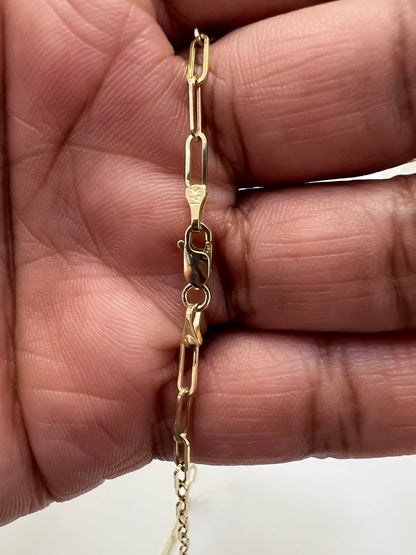 1851- NEW 14K Paper Clip Necklace Chain 18" 2.5mm W.G