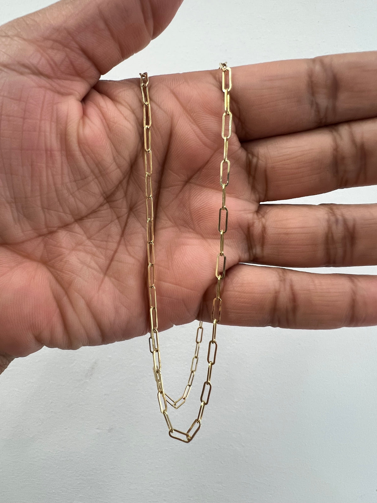 1851- NEW 14K Paper Clip Necklace Chain 18" 2.5mm W.G