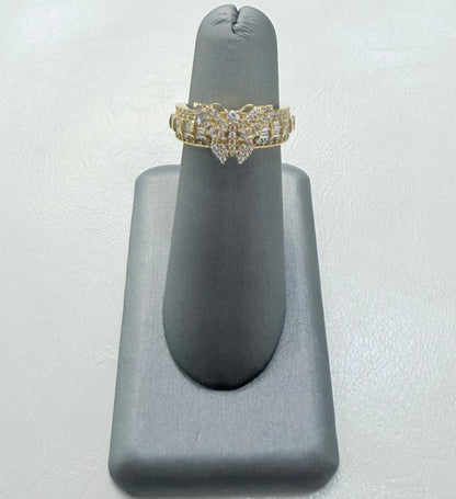 1846- NEW 10K Full Baguette Cut Butterfly Ring W.G