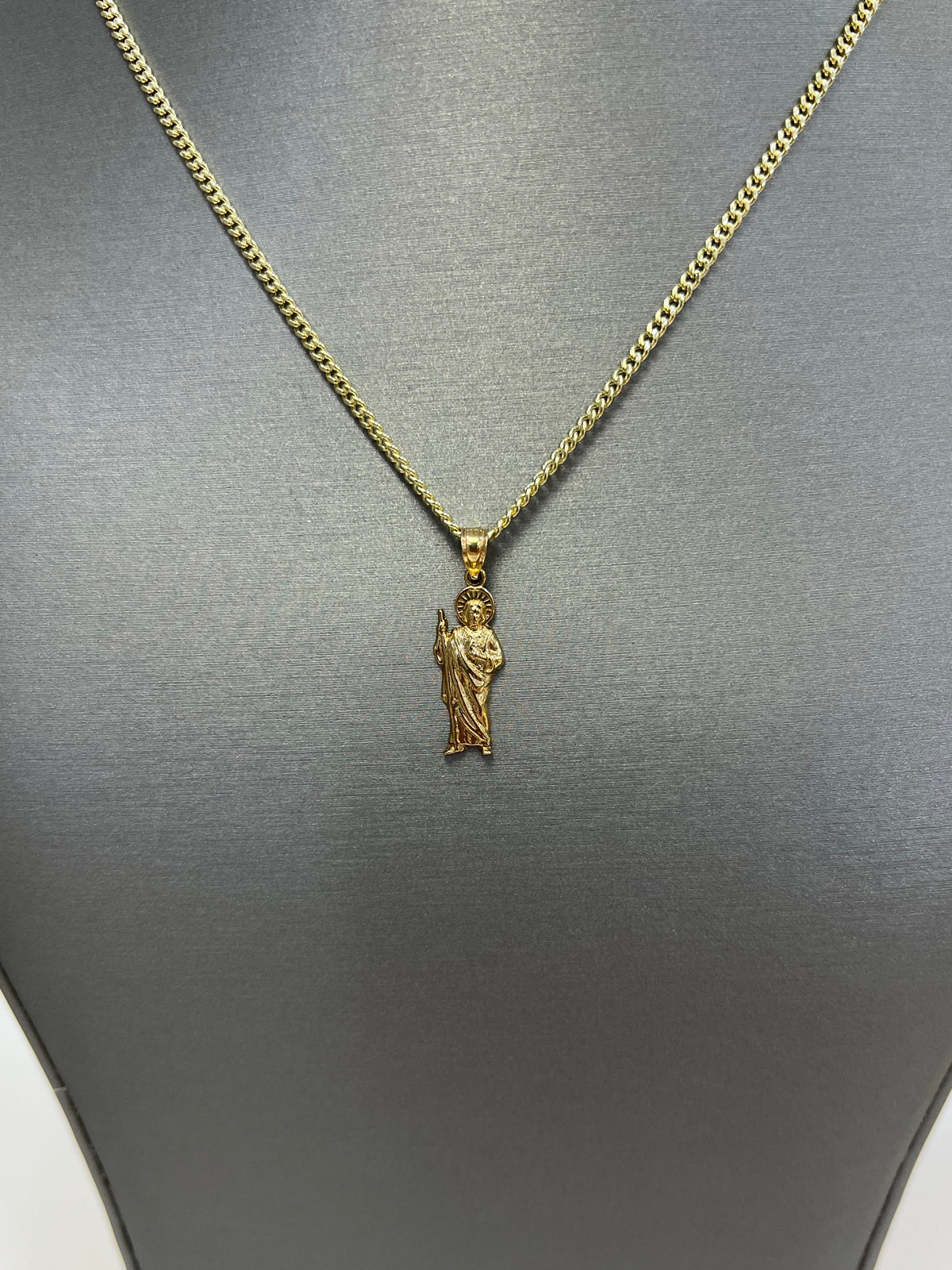 C85- SET 10K Hollow Miami Cuban 16” (2.2mm) & 10K Gold St.Jude Pendant W.G