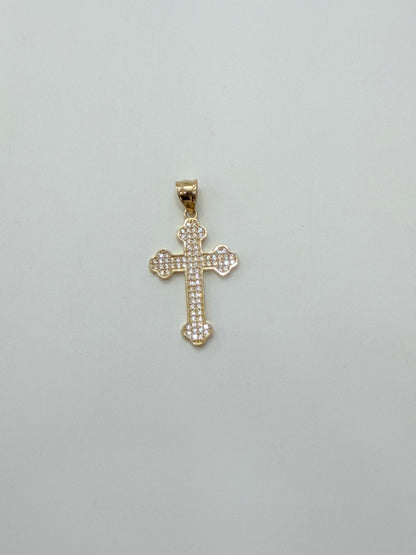 1858- NEW 14K Full CZ Cross Pendant W.G