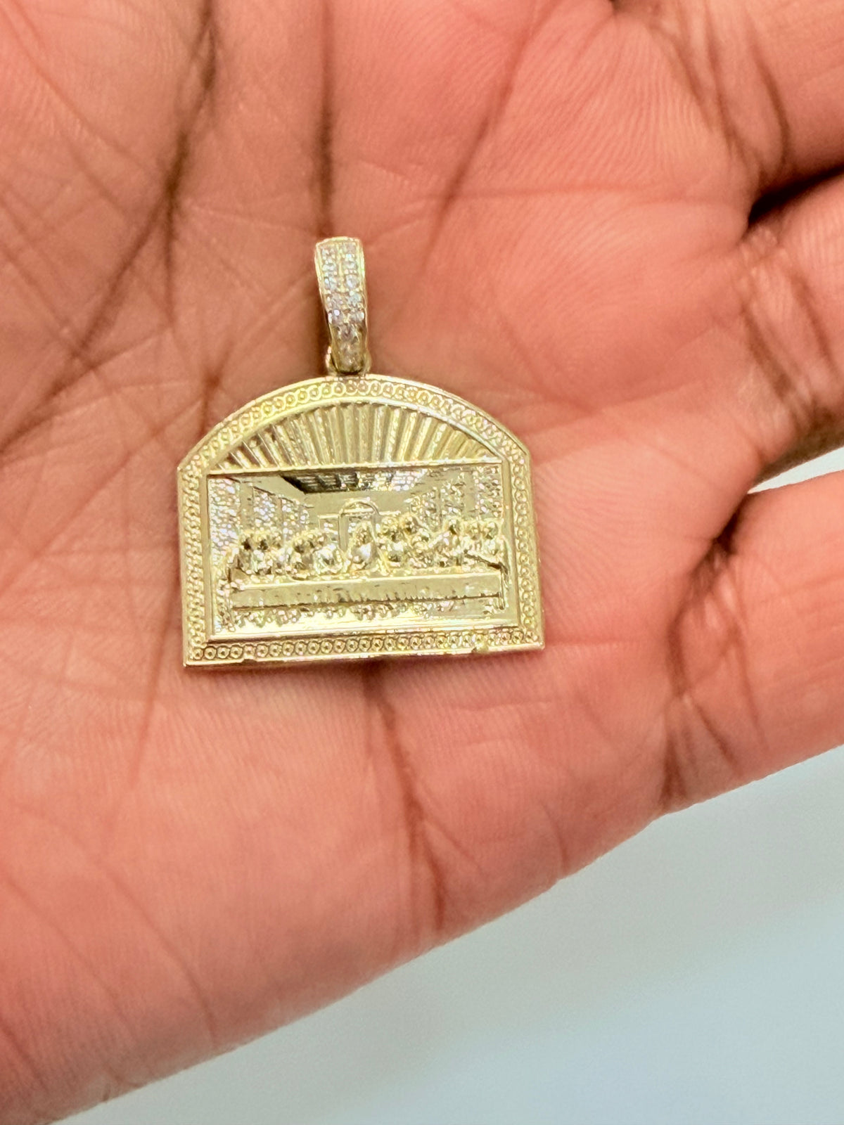 1860- NEW 14K The Last Supper Square Pendant W.G