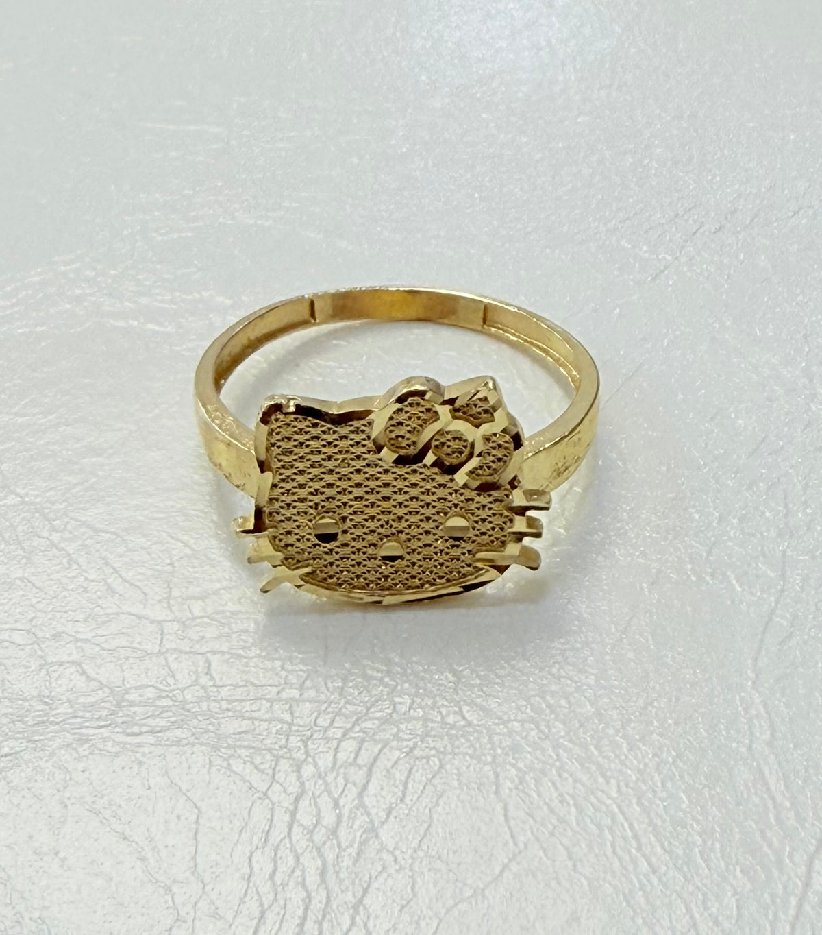 1849- NEW 14K Hello Kitty Face Gold Ring W.G