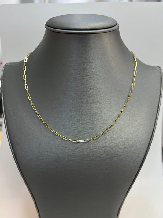 1851- NEW 14K Paper Clip Necklace Chain 18" 2.5mm W.G