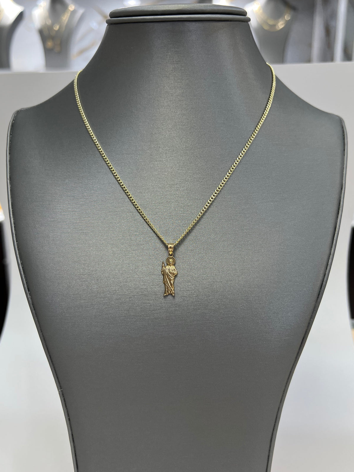 C85- SET 10K Hollow Miami Cuban 16” (2.2mm) & 10K Gold St.Jude Pendant W.G