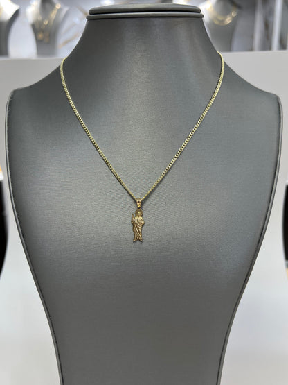 C85- SET 10K Hollow Miami Cuban 16” (2.2mm) & 10K Gold St.Jude Pendant W.G