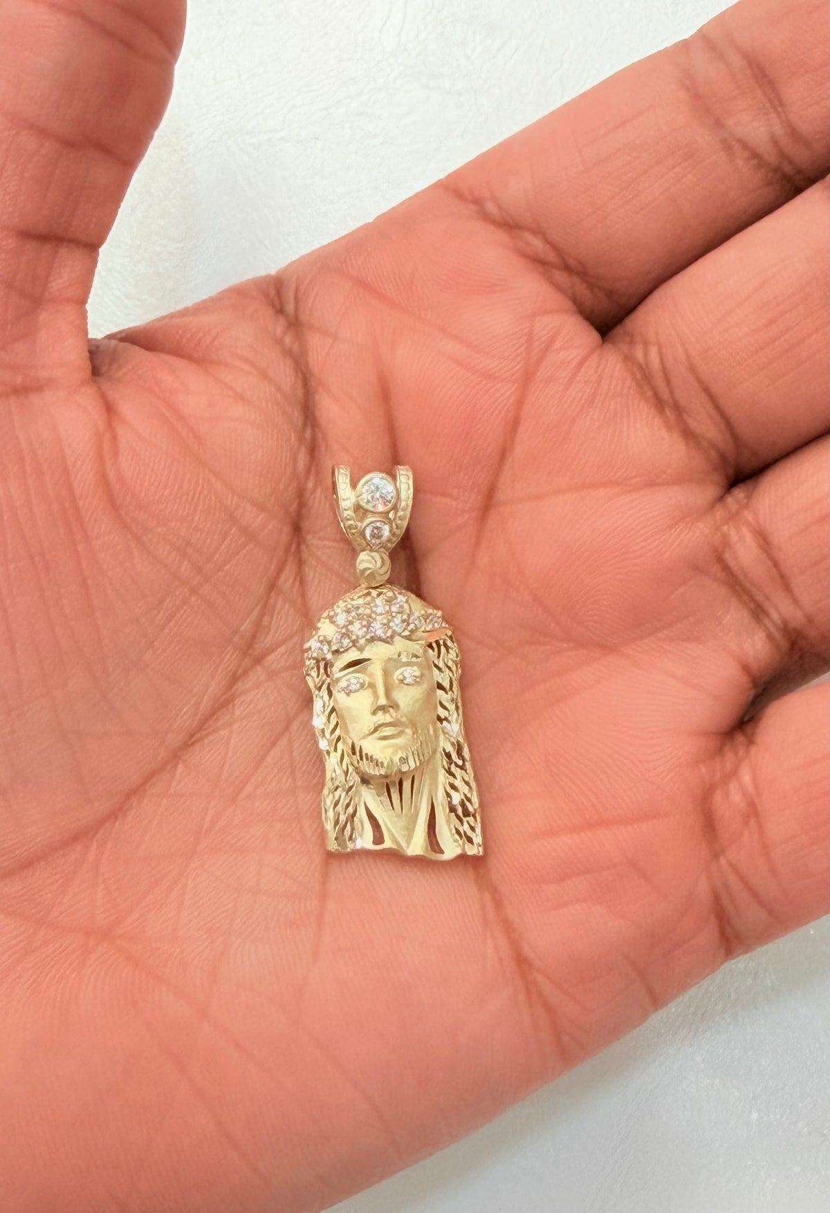 1841- NEW 10K Gold Jesus 3D Face Pendant W.G