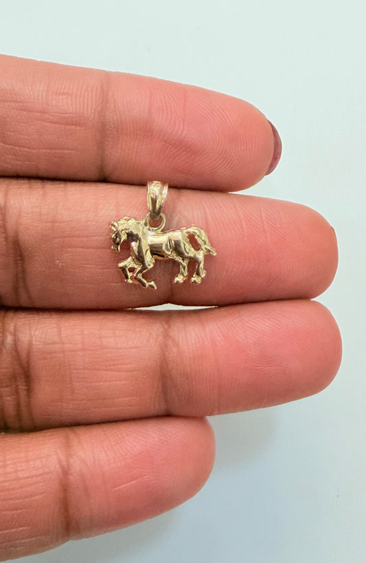 1856- NEW 14K Solid Gold Horse Pendant W.G