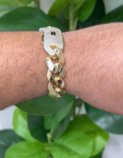 2000- NEW 14K Hollow Cuban Monaci Bracelet (17mm) W.G
