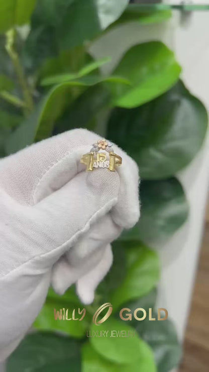 350- NEW 14K Quinceañera Flower Ring W.G