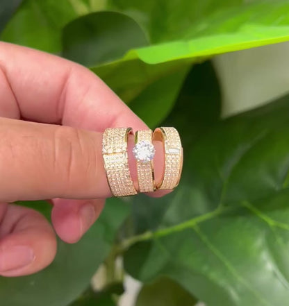 1225-NEW 14K Trio Wedding Ring Set W.G